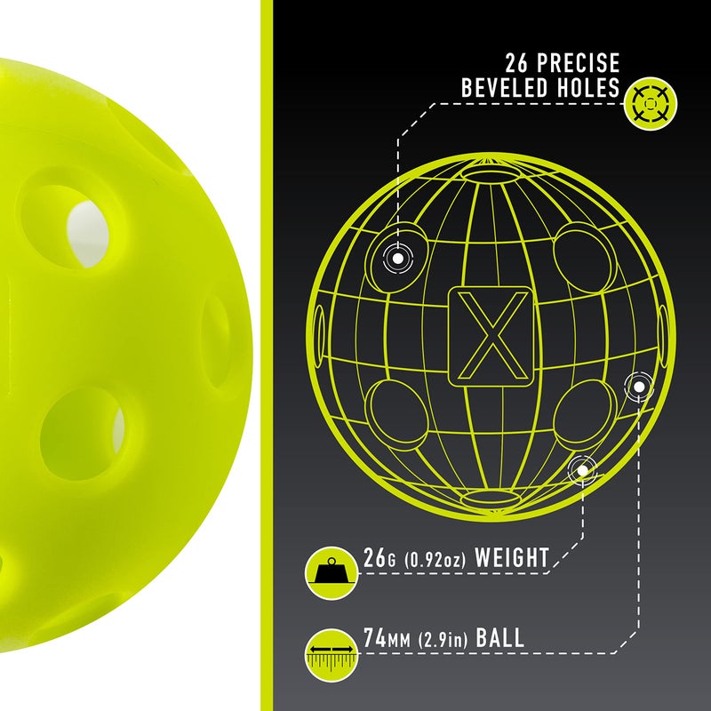 Franklin Sports X-26 Pickleballs - Indoor - 12 Pack - USAPA Approved - Optic - Image 2